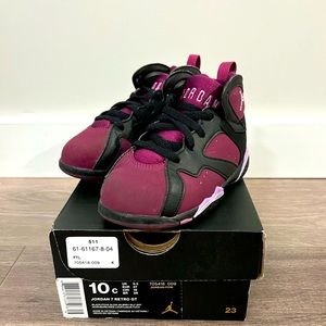 Toddlers' black grey and multicolor Jordan 7 Retro GT 'Sport Fuchsia'